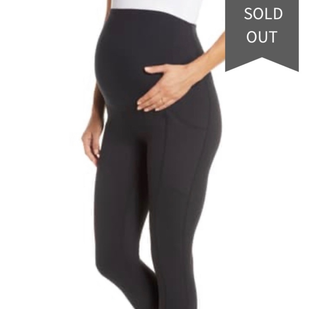 Small Zella Black Maternity Crop Leggings with Pockets EUC